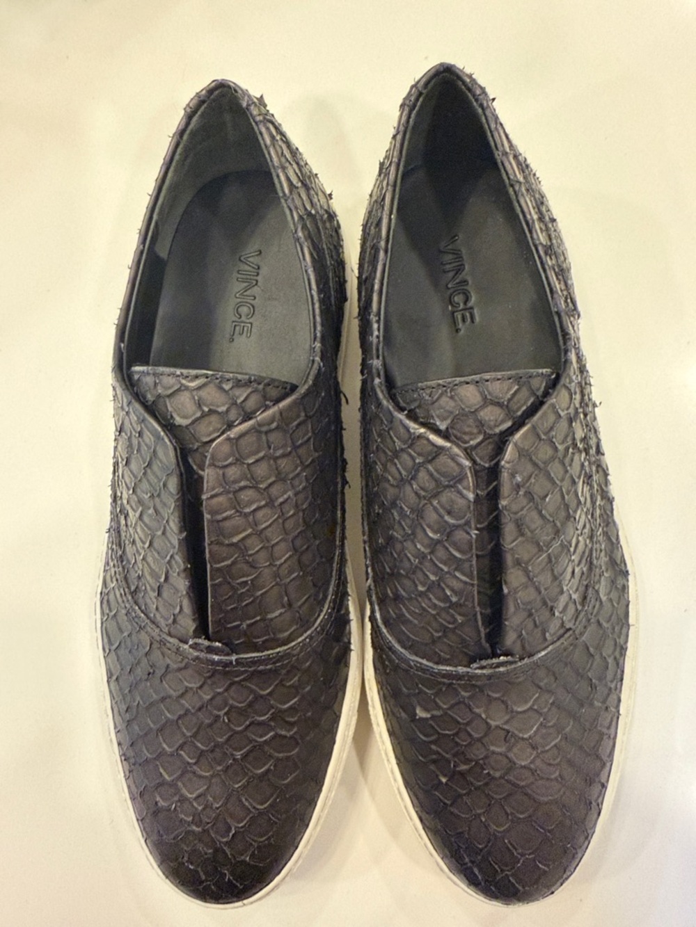 Vince Black Embossed Slip-On Sneakers